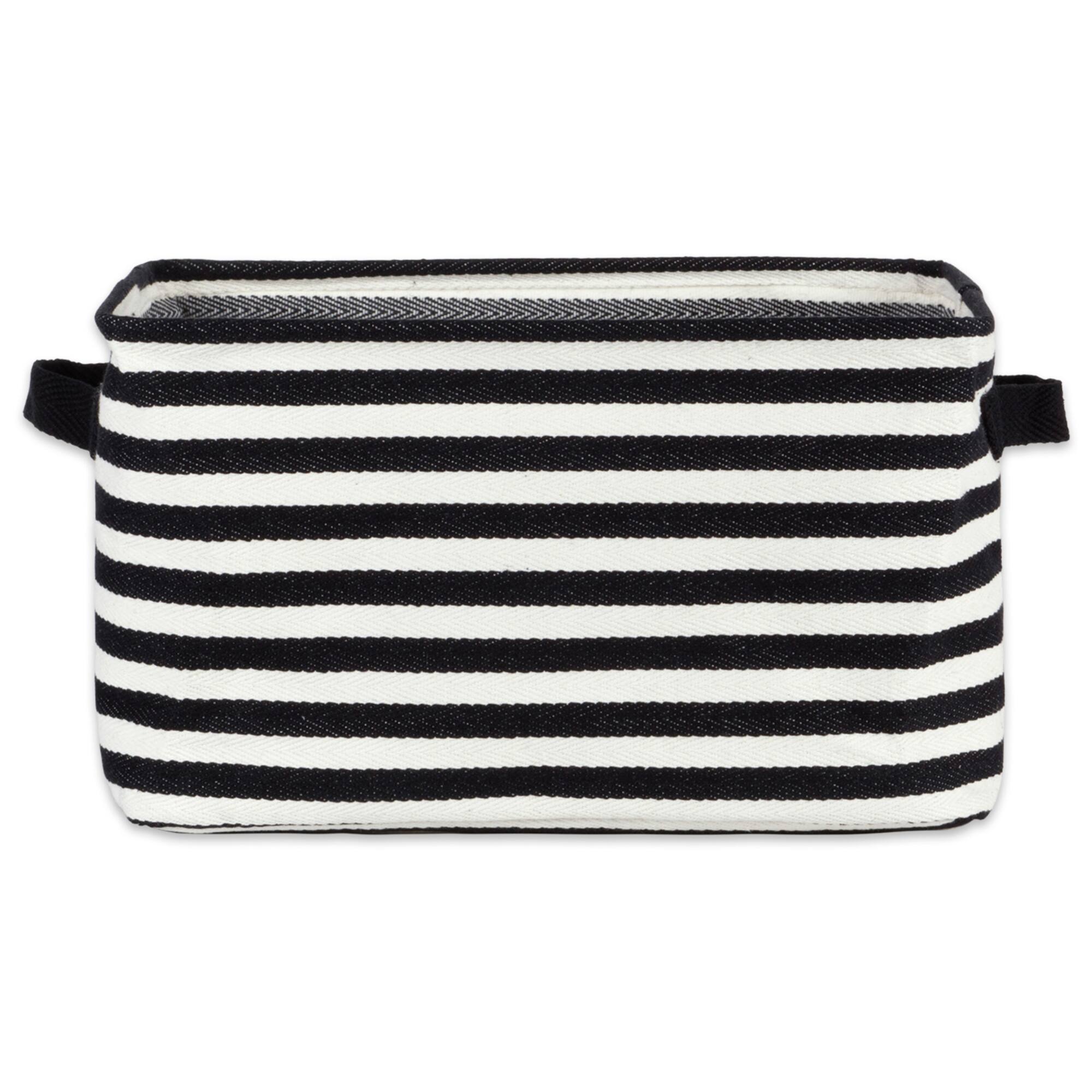 DII® Stripes PE-Coated Herringbone Woven Cotton Laundry Bin Set